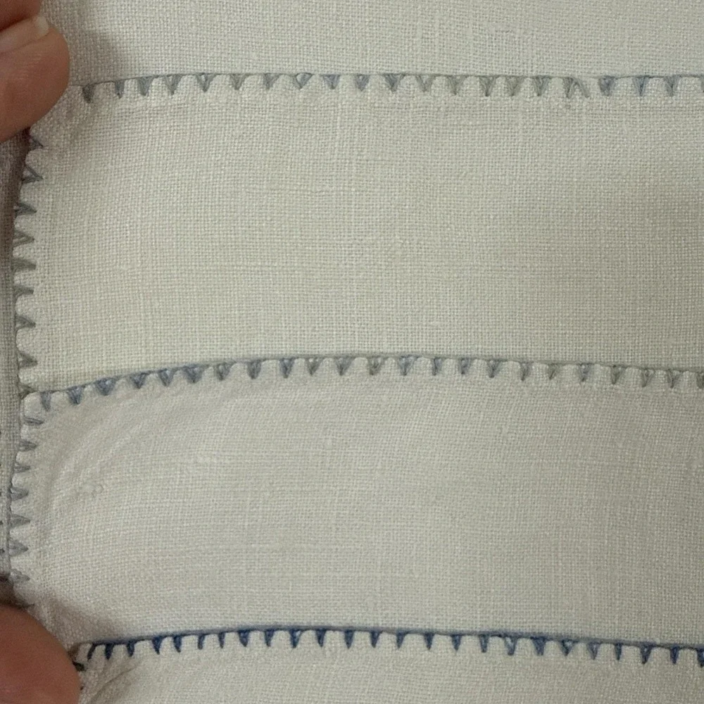 Vtg White Dinner Napkins Linen Cotton Embroidered Cross Stitch Blanket Edge 11